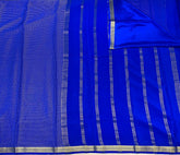 Royal Blue Mysore Pure Silk Saree With Golden Checks